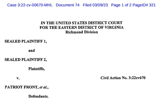 Screen shot of the top of the court document discussed in this story. The court case is in Eastern District of Virginia - Case Number 3:22-cv-00670-MHL